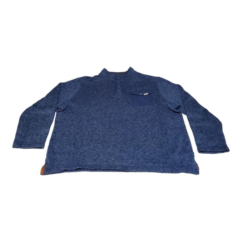Woolrich Sweater Men's 2XL XXL 1/4 Snap Button Pullover Fleece‎ Long Sleeve Blue